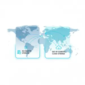 Map showing in-country versus out-of-country storage zones
